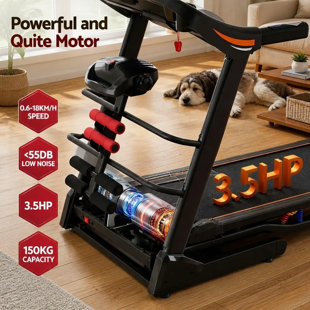 Electric Treadmill with 12 Programs and 150kg Capacity
