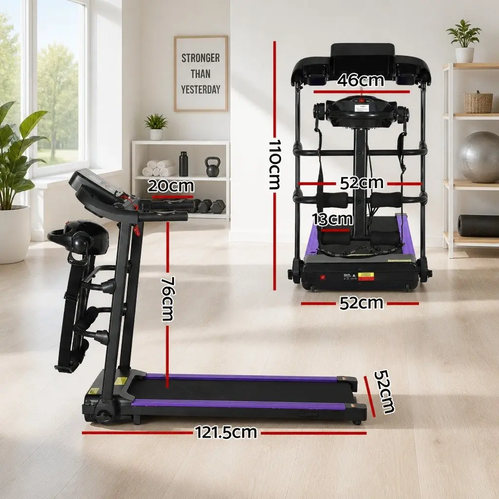 Electric Treadmill Home Gym Fitness Exercise Machine with Massage Bar 121.5cm L x 52cm W x 110cm H