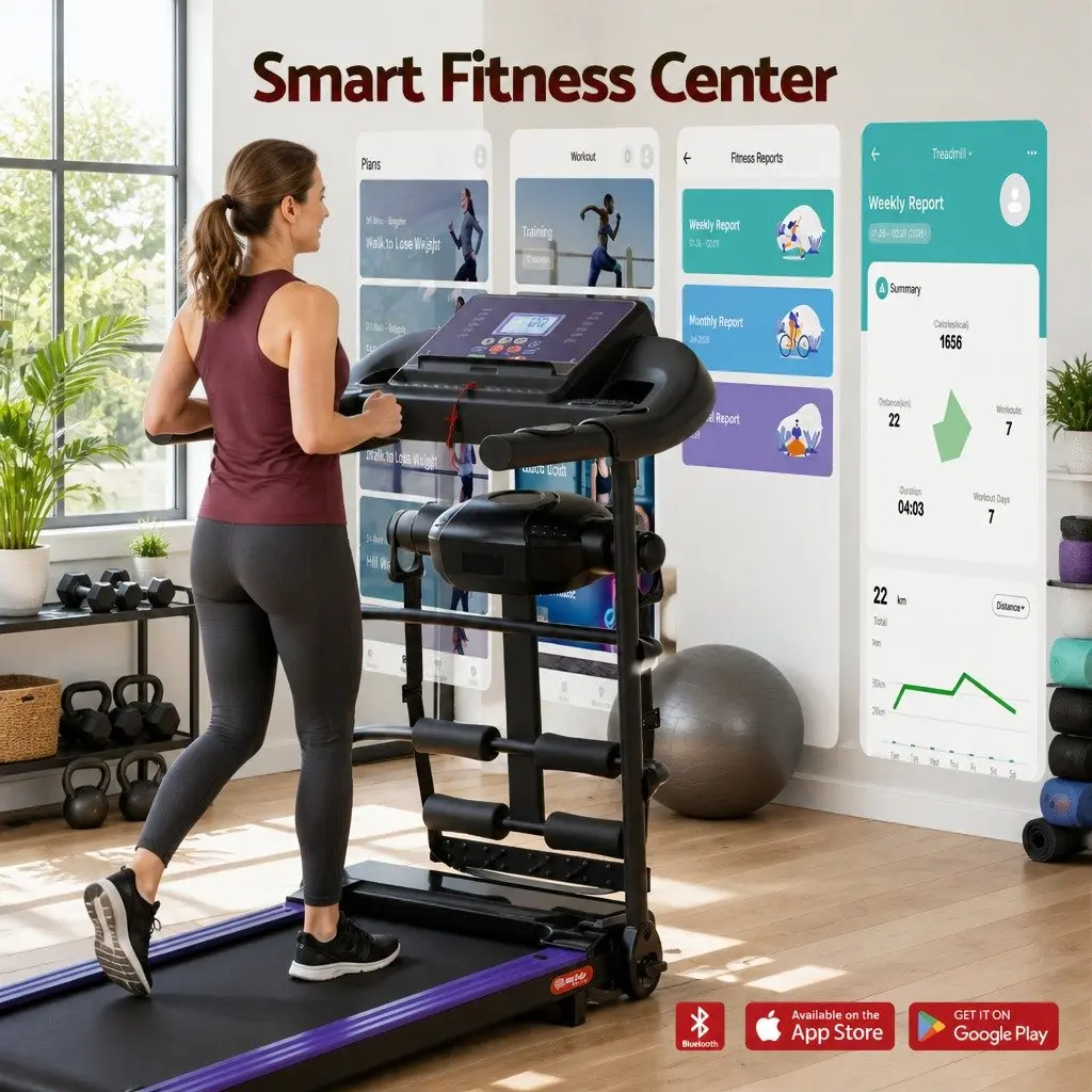 Electric Treadmill Home Gym Fitness Exercise Machine with Massage Bar 121.5cm L x 52cm W x 110cm H