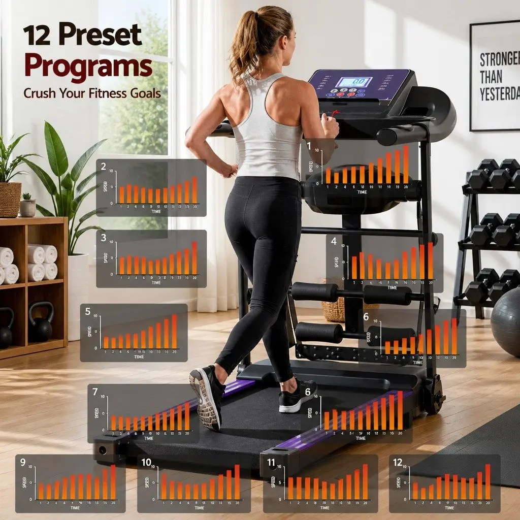 Electric Treadmill Home Gym Fitness Exercise Machine with Massage Bar 121.5cm L x 52cm W x 110cm H