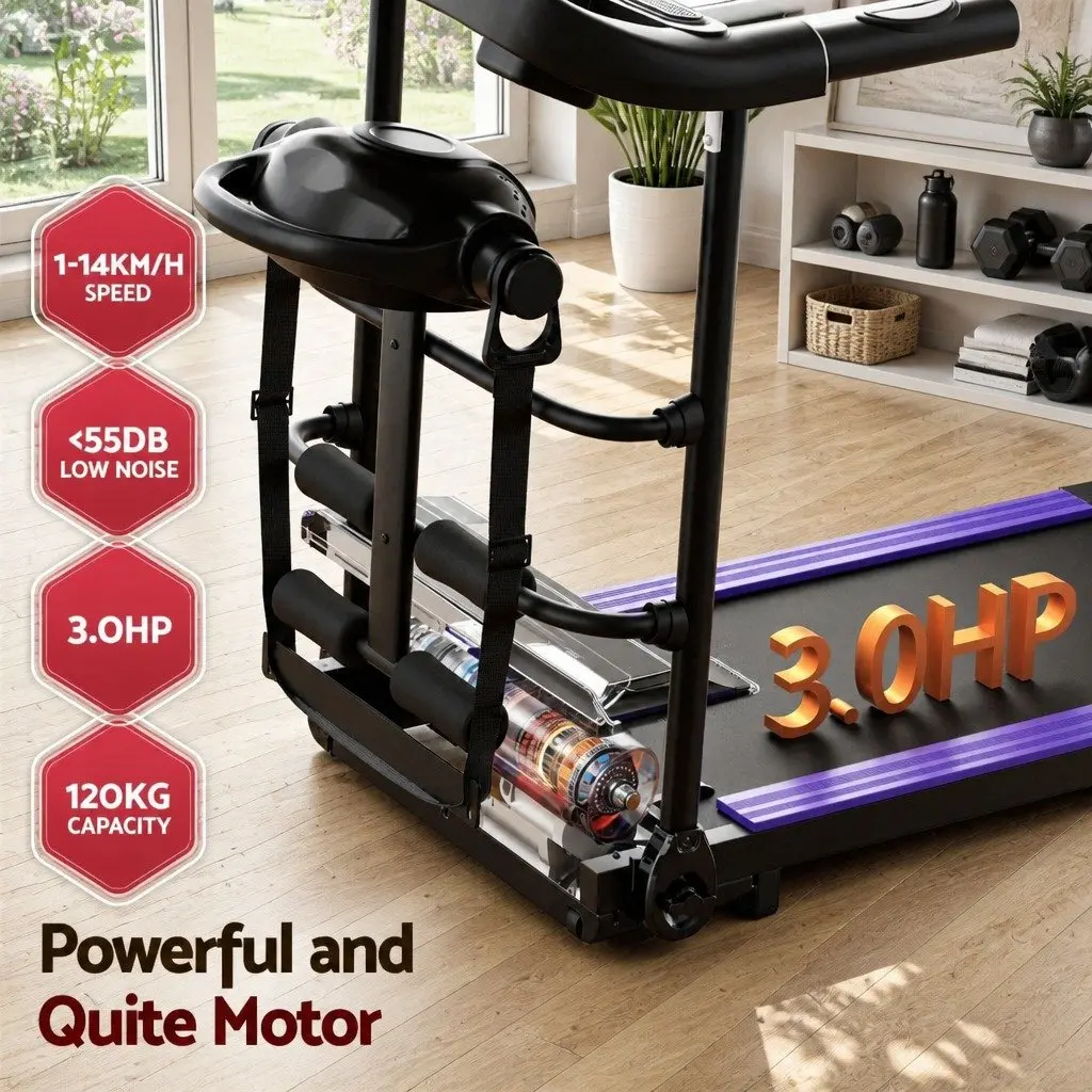 Electric Treadmill Home Gym Fitness Exercise Machine with Massage Bar 121.5cm L x 52cm W x 110cm H