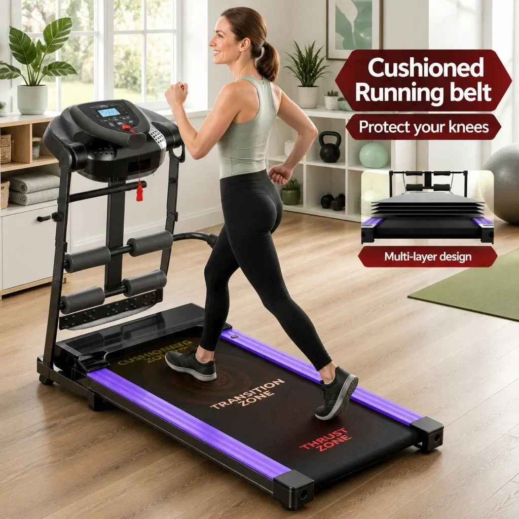 Electric Treadmill Home Gym Fitness Exercise Machine with Massage Bar 121.5cm L x 52cm W x 110cm H