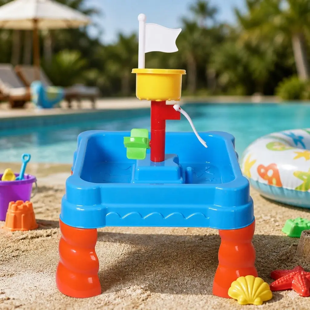 Kids Sand Water Play Table 2-In-1 Activity Toy Set Indoor Outdoor 40cm x 40cm x 59cm