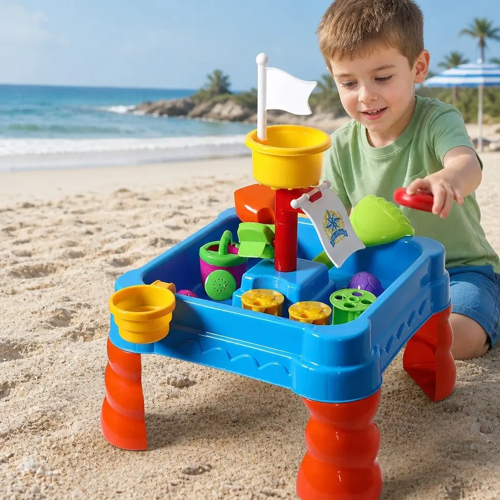 Kids Sand Water Play Table 2-In-1 Activity Toy Set Indoor Outdoor 40cm x 40cm x 59cm