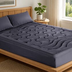 King Pillowtop Mattress Topper 3-Zone Comfort 4.5cm Deep Pocket Charcoal