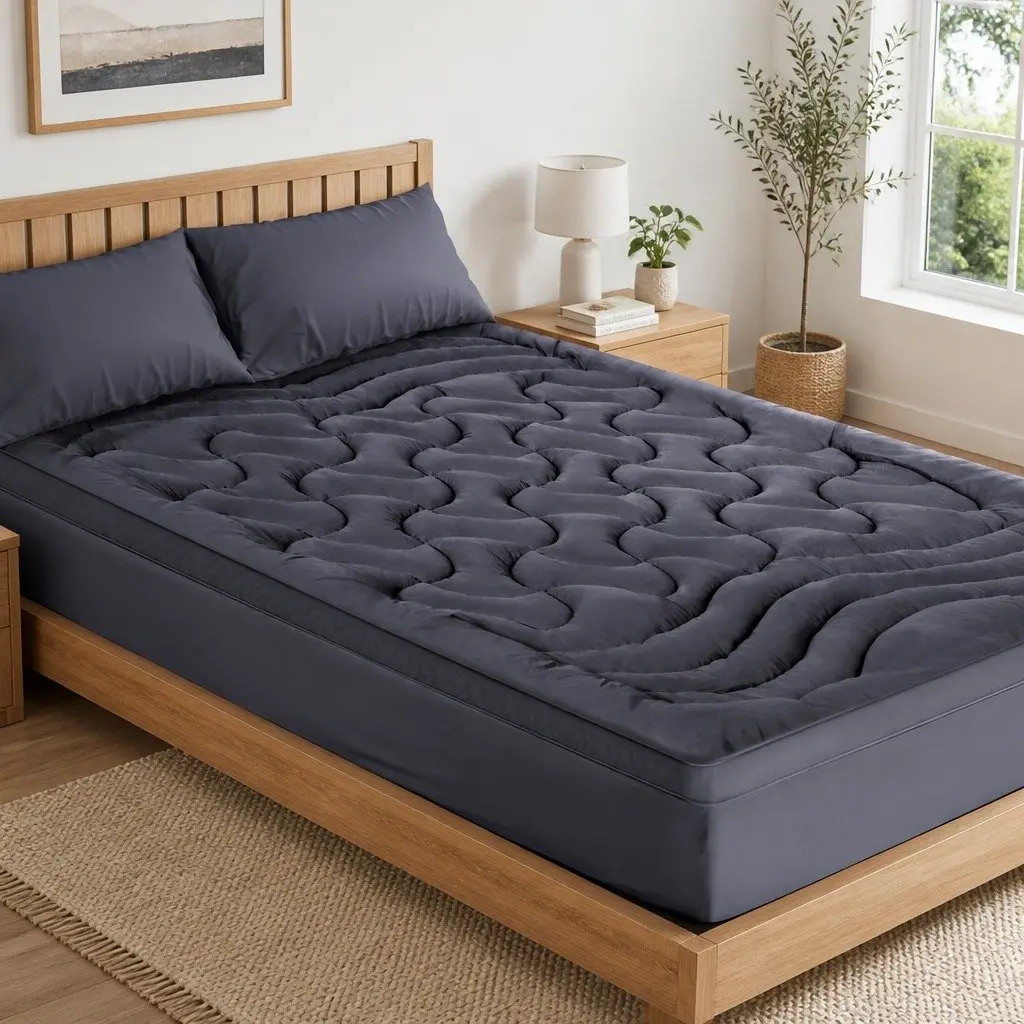 Pillowtop Mattress Topper King Single 3-Zone 1000GSM Charcoal Washable Deep