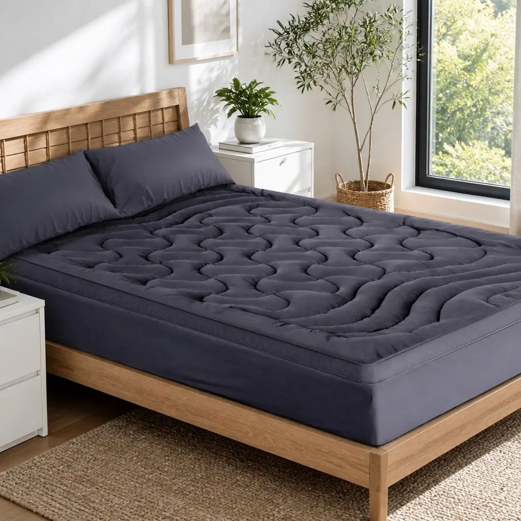 Queen Mattress Topper for Sleep Comfort 3-Zone 1000GSM Charcoal Deep Pocket 45cm