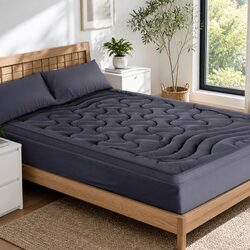 Queen Pillowtop Mattress Topper 1000GSM 3-Zone Comfort Charcoal Deep Pocket 45cm