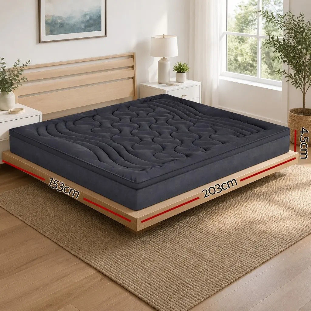 Queen Mattress Topper for Sleep Comfort 3-Zone 1000GSM Charcoal Deep Pocket 45cm