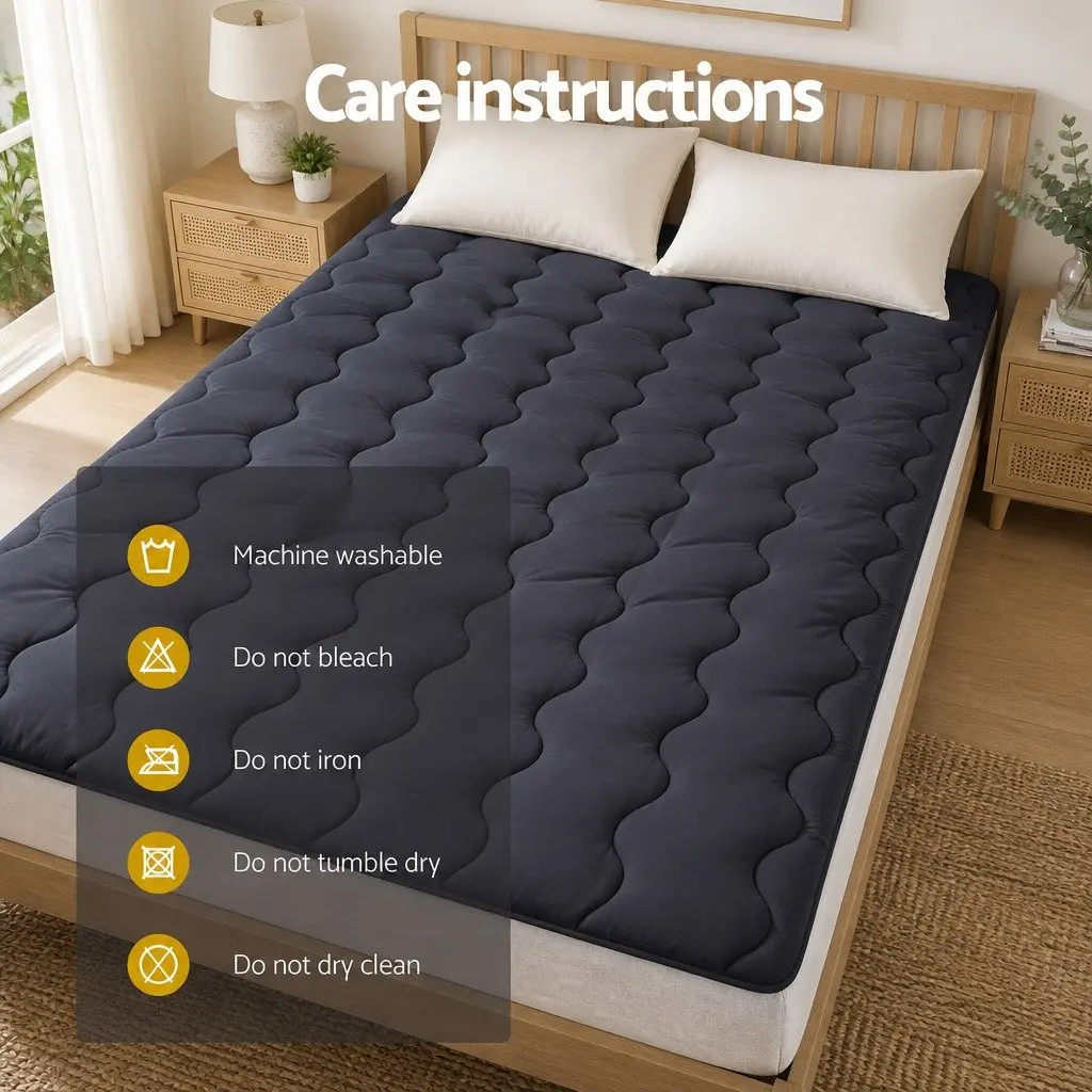 Queen Mattress Topper for Sleep Comfort 3-Zone 1000GSM Charcoal Deep Pocket 45cm