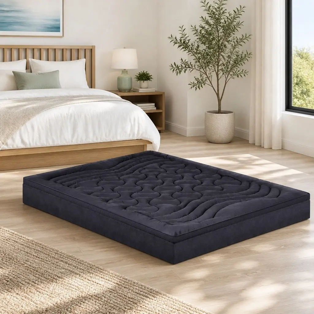 3-Zone Pillowtop Mattress Topper Single 1000GSM Microfibre Charcoal Deep Pocket