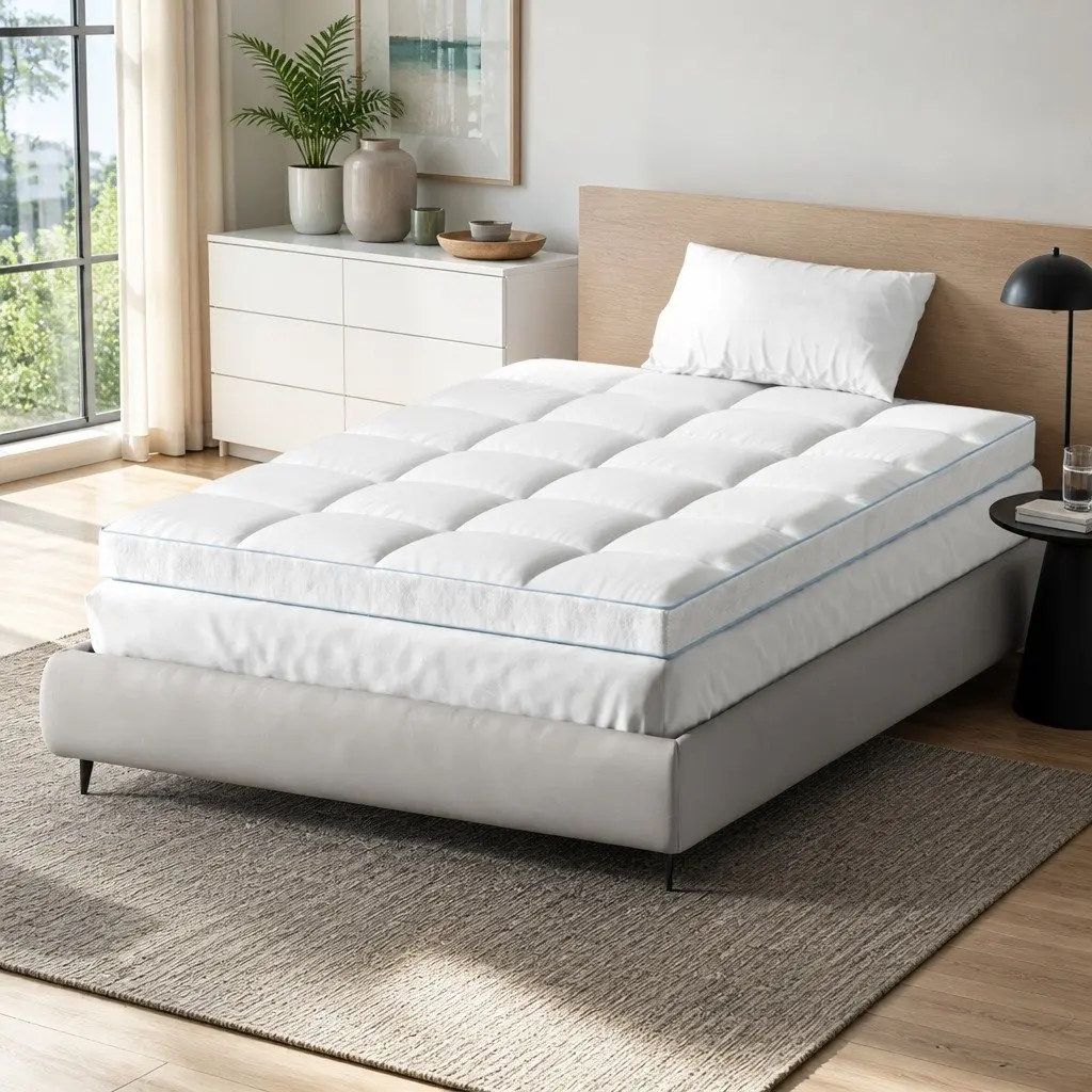 Pillowtop Mattress Topper Double Bed 10cm Thick White Cooling Underlay
