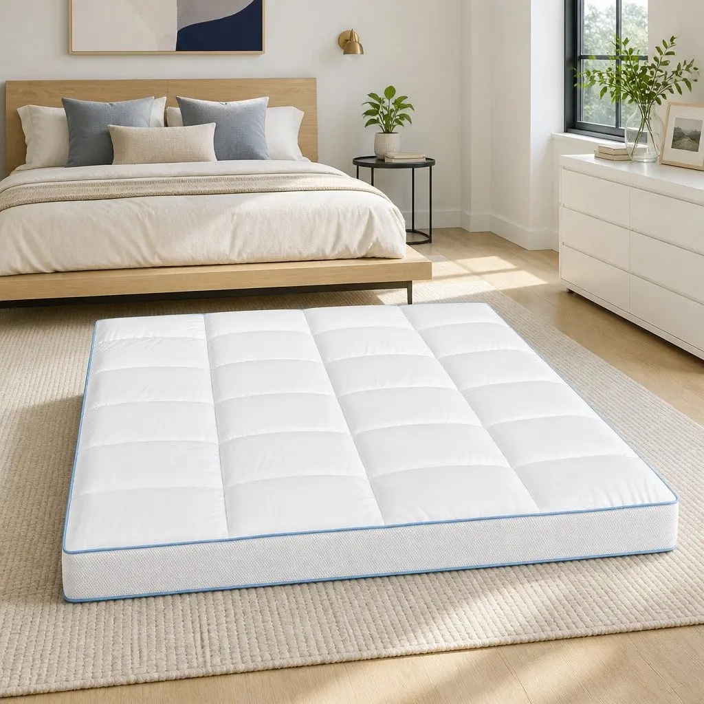 Pillowtop Mattress Topper Double Bed 10cm Thick White Cooling Underlay