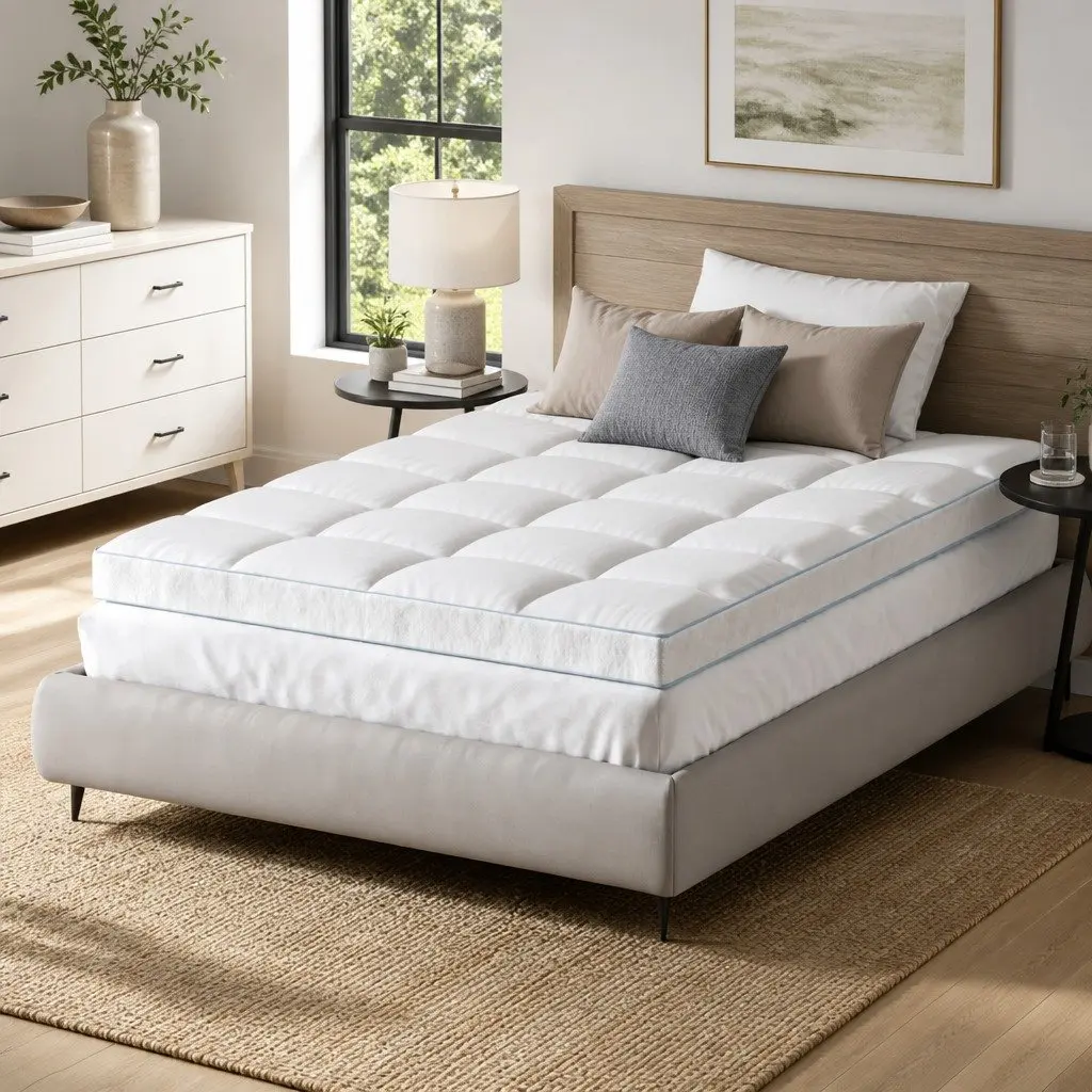 Pillowtop Mattress Topper Double Bed 10cm Thick White Cooling Underlay