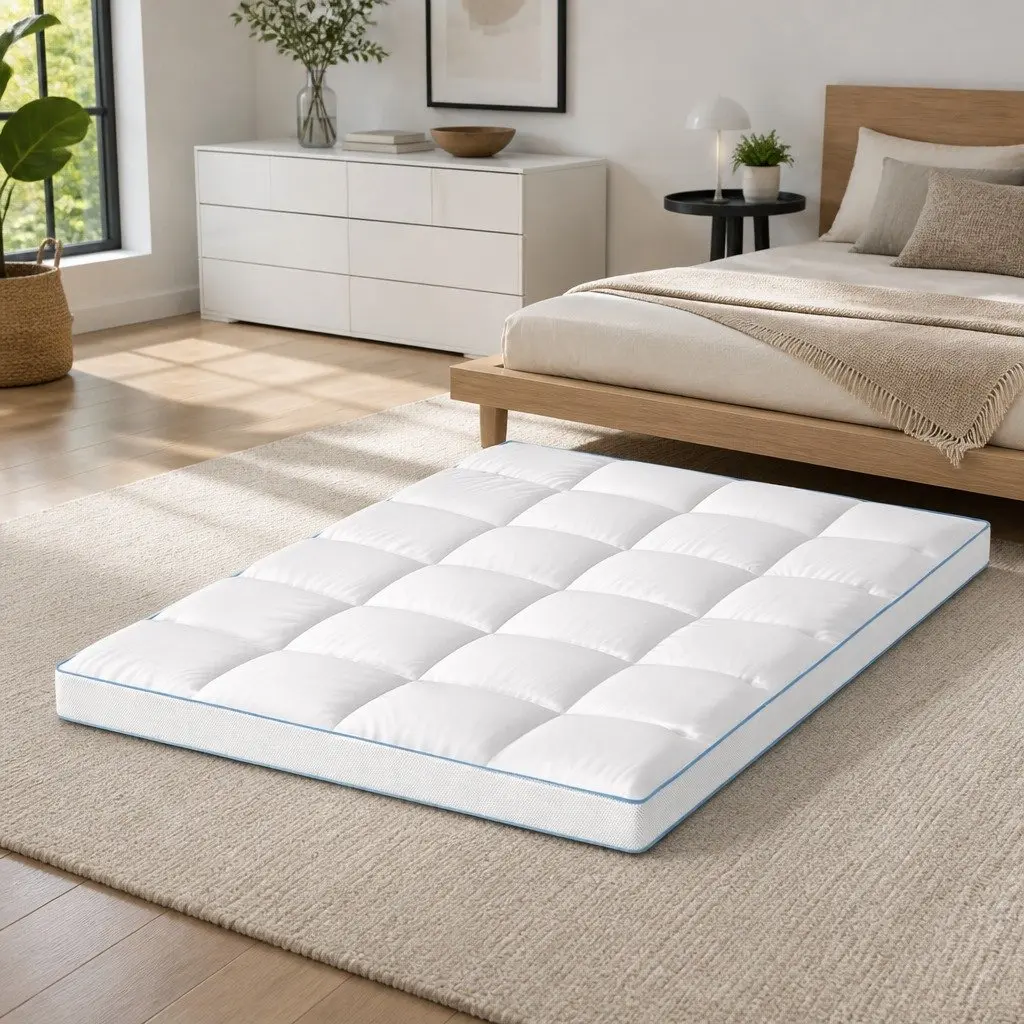 Pillowtop Mattress Topper Double Bed 10cm Thick White Cooling Underlay