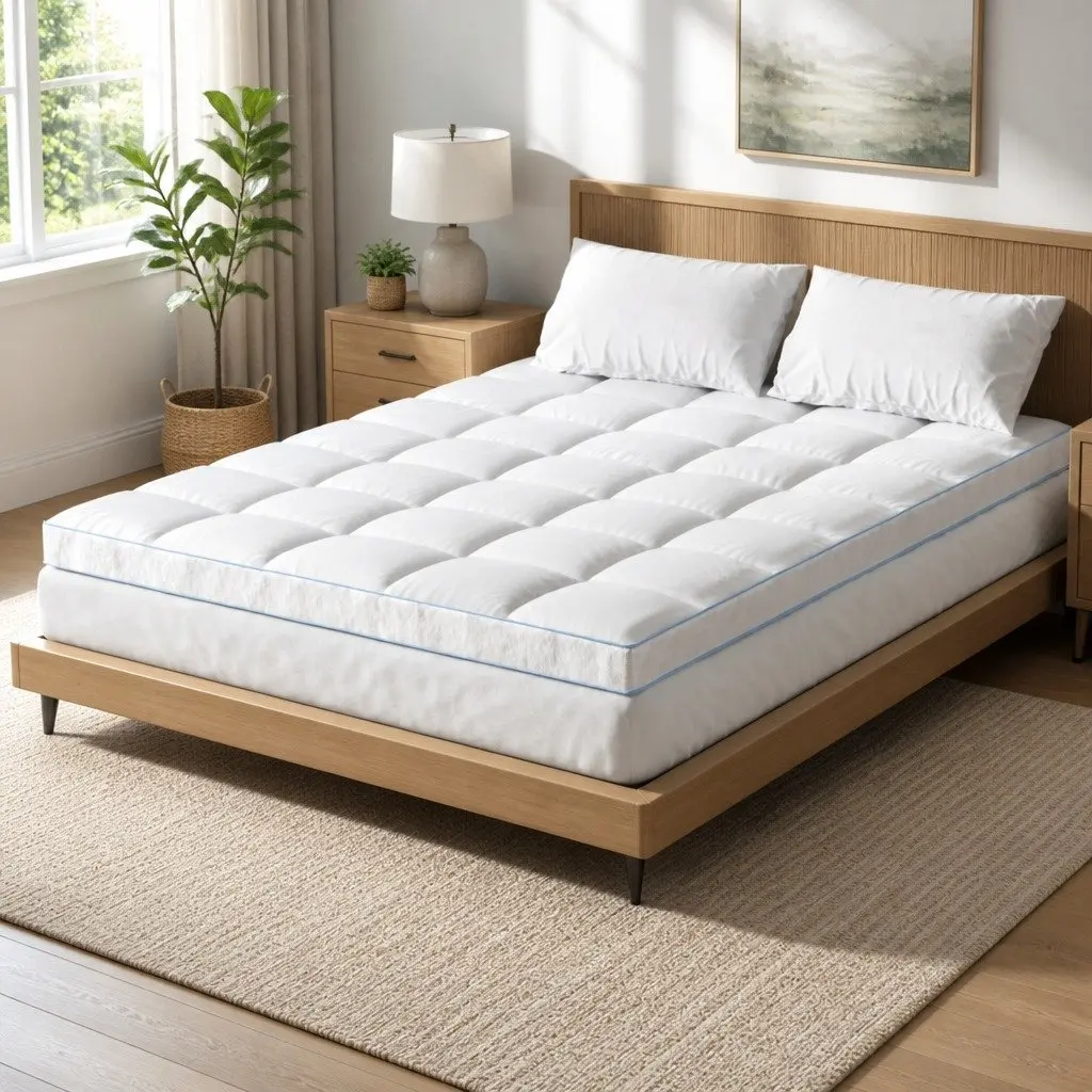 Queen Mattress Topper 10cm Thick Pillowtop Pad Cooling Underlay Back Pain Relief