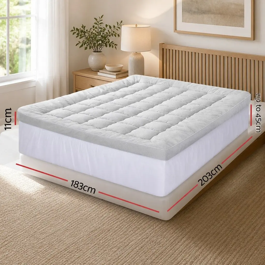 Mattress Topper King Size 11cm Thick Bamboo Pad Pressure Relief Washable