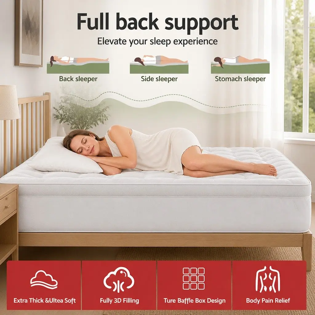 Mattress Topper King Size 11cm Thick Bamboo Pad Pressure Relief Washable