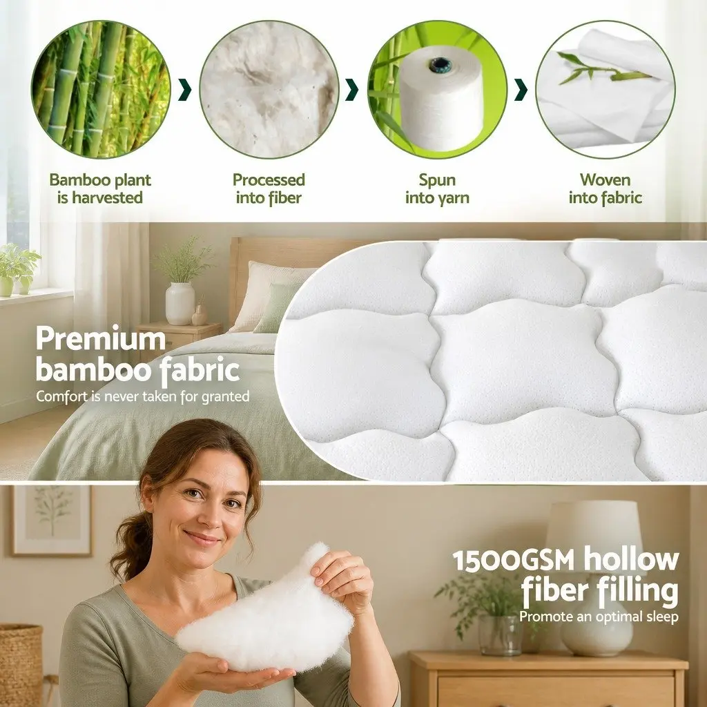 Mattress Topper King Size 11cm Thick Bamboo Pad Pressure Relief Washable