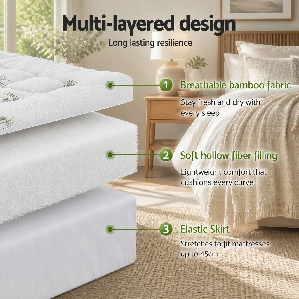 Mattress Topper King Single 11cm Thick Bamboo Pad