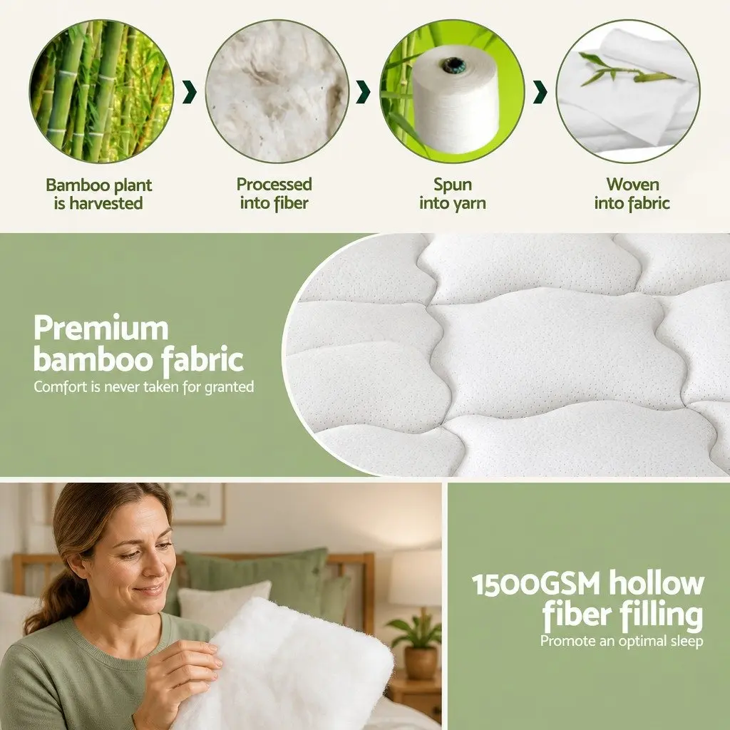 Mattress Topper King Single 11cm Thick Bamboo Pad