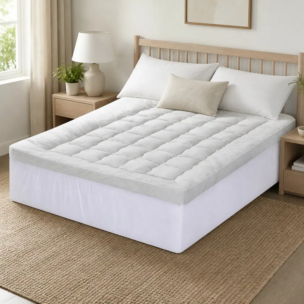 Queen Mattress Topper 11cm Pillowtop Bamboo Bed Pad Thick Deep Pocket Washable