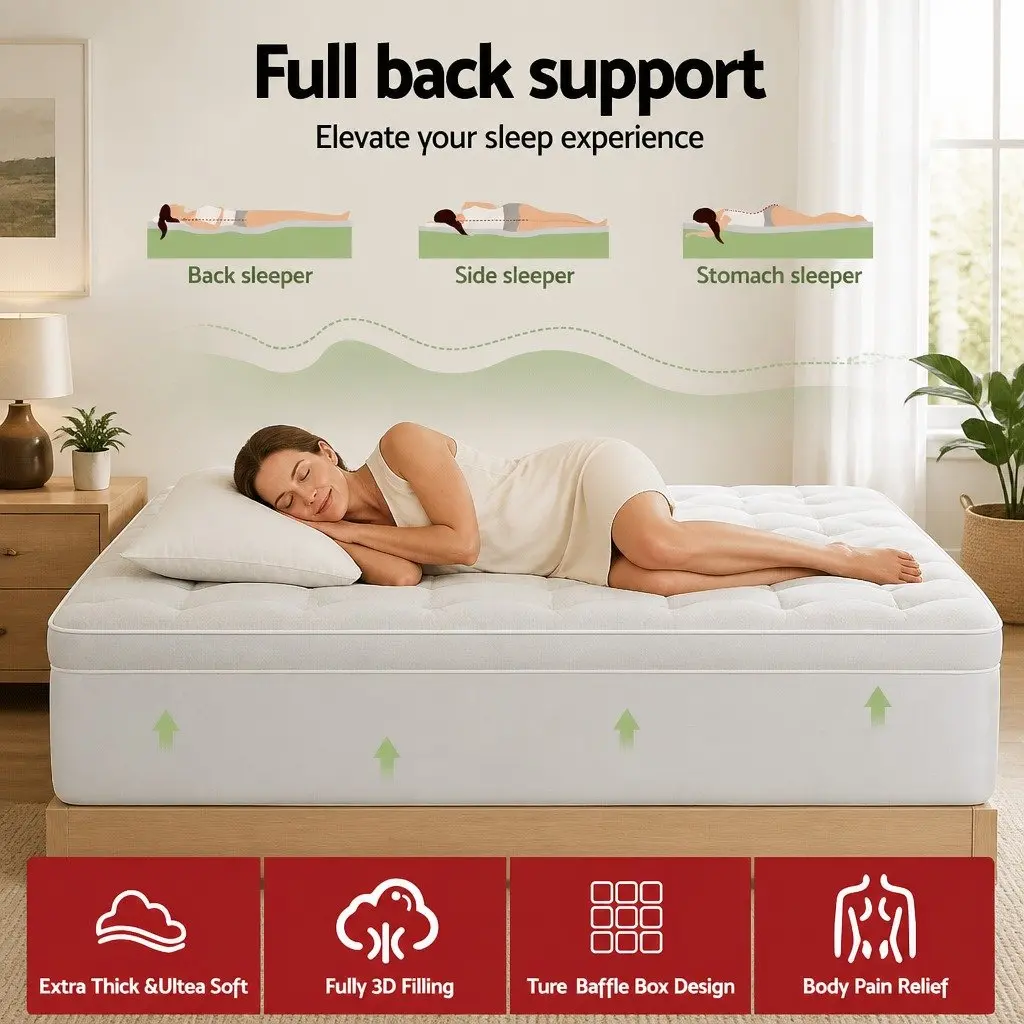 Pillowtop Mattress Topper Single Bed 11cm Thick Bamboo Cover