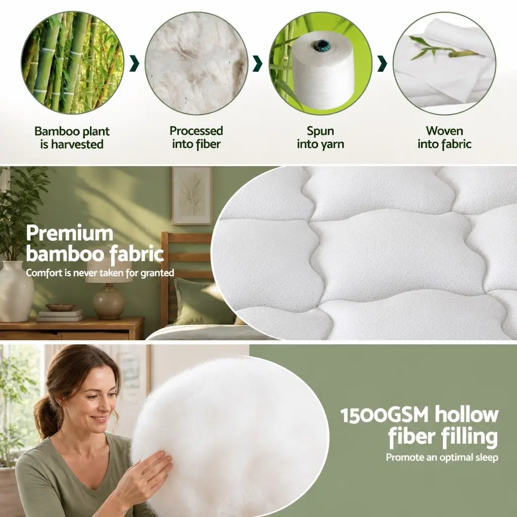 Pillowtop Mattress Topper Single Bed 11cm Thick Bamboo Cover