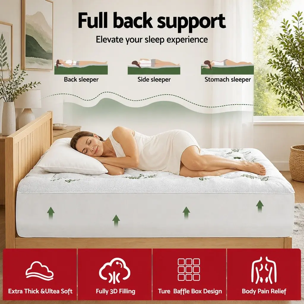 Pillowtop Mattress Topper 5cm Single Bed Bamboo Cooling Pad Washable Deep Pocket