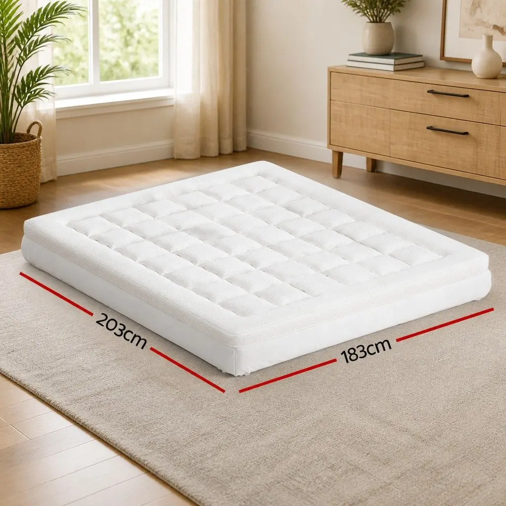 King Mattress Topper for Bed 7.5cm Thick Bamboo Cover Washable
