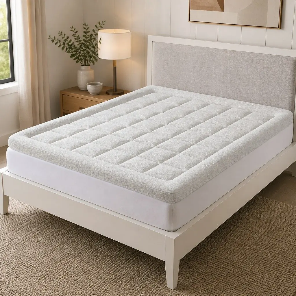 King Mattress Topper for Bed 7.5cm Thick Bamboo Cover Washable