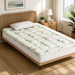 Pillowtop Mattress Topper 7.5cm Thick King Single Washable Bamboo Fabric Bed Pad