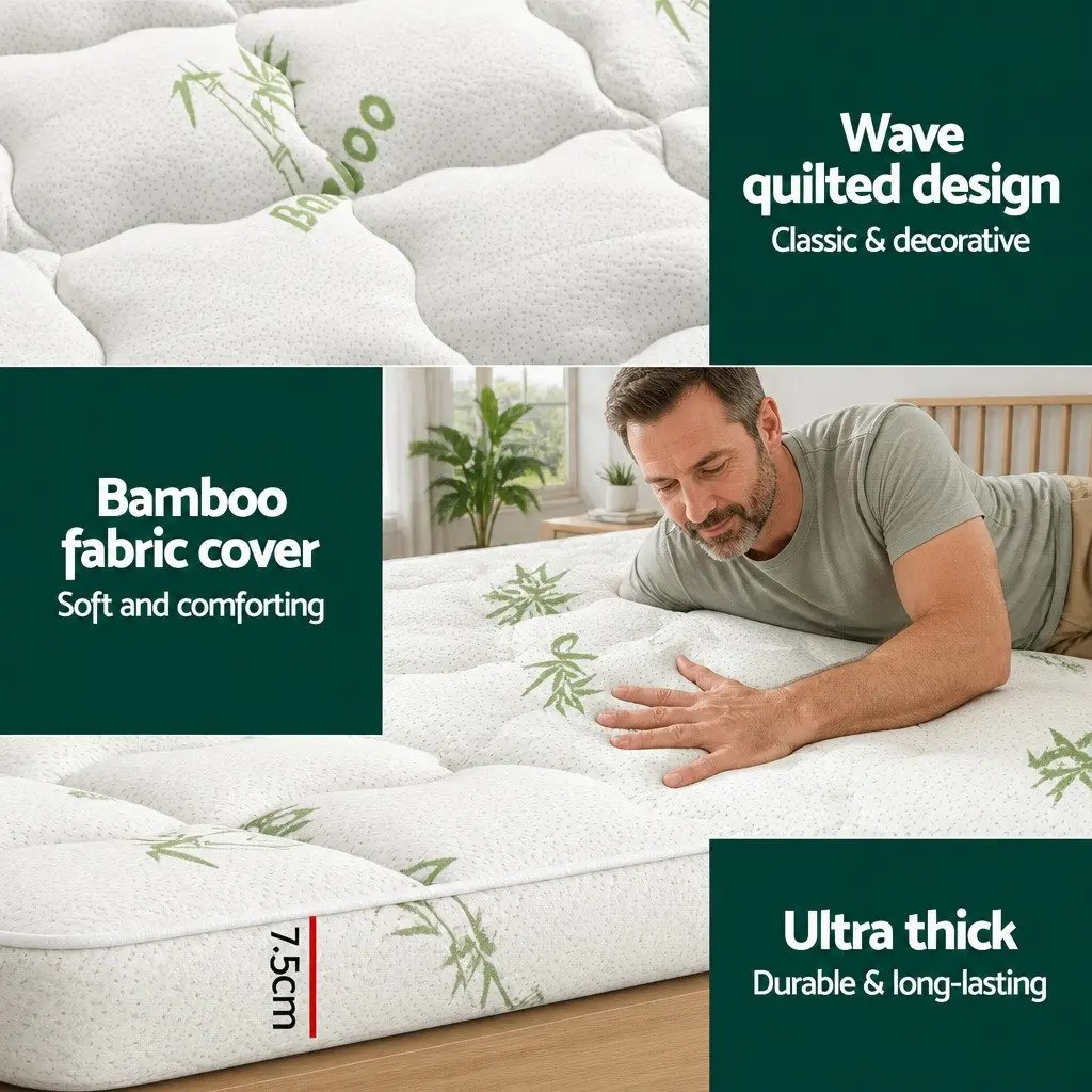 7.5cm King Single Pillowtop Mattress Topper