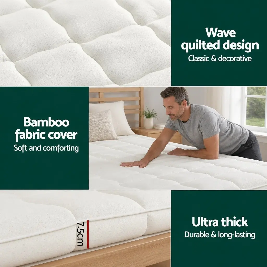 7.5cm King Single Pillowtop Mattress Topper