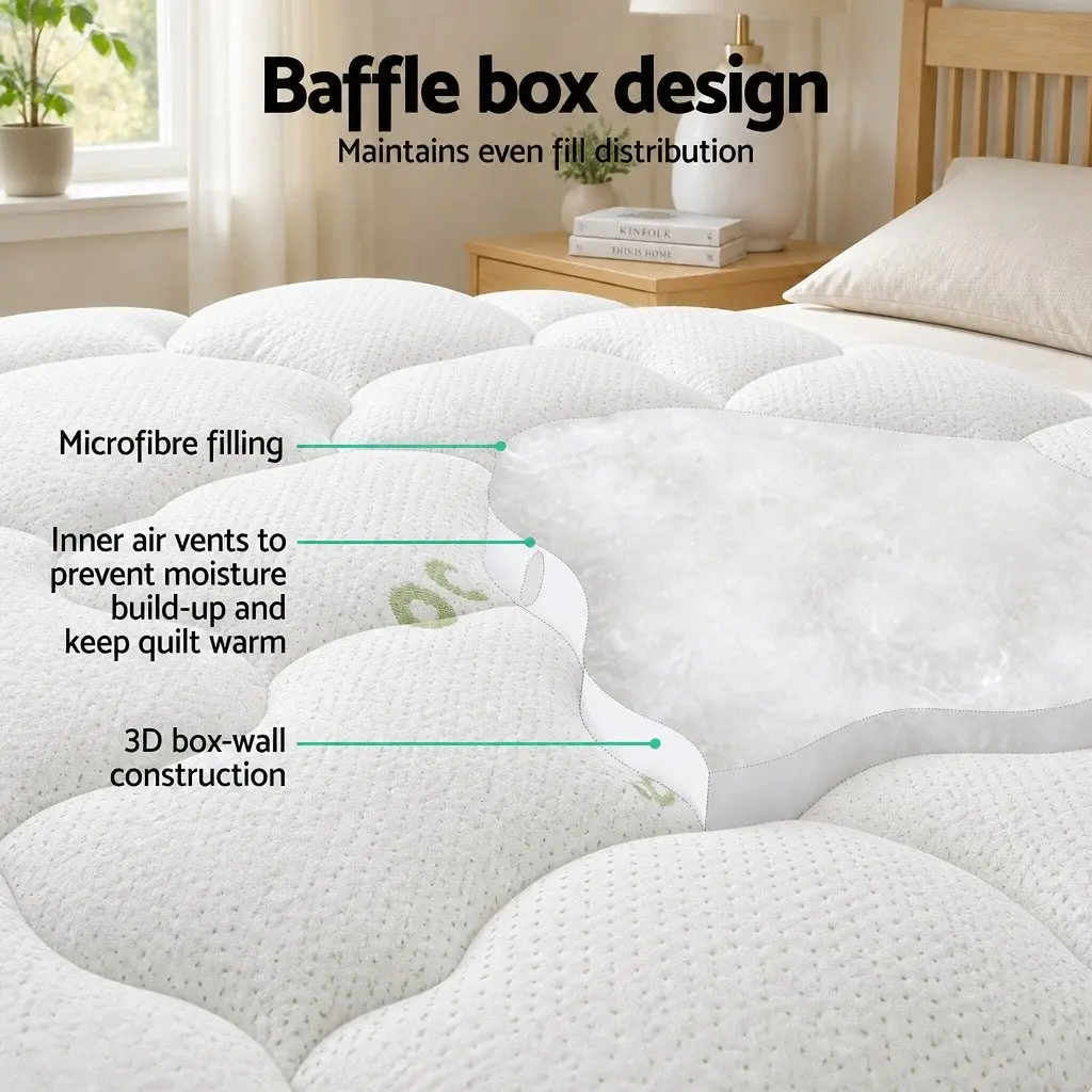 Pillowtop Mattress Topper 7.5cm Thick Queen Bed Protector Bamboo Cover Washable
