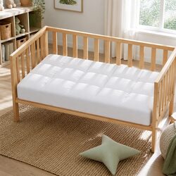 Baby Cot Mattress Topper Pillowtop Pad White Breathable Cooling Sleep Protector