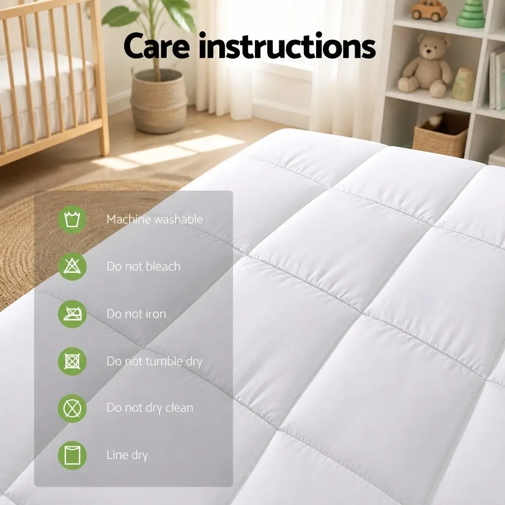 Baby Cot Mattress Topper Pillowtop Pad 69cm x 130cm x 4.5cm White Breathable Cooling Sleep Protector