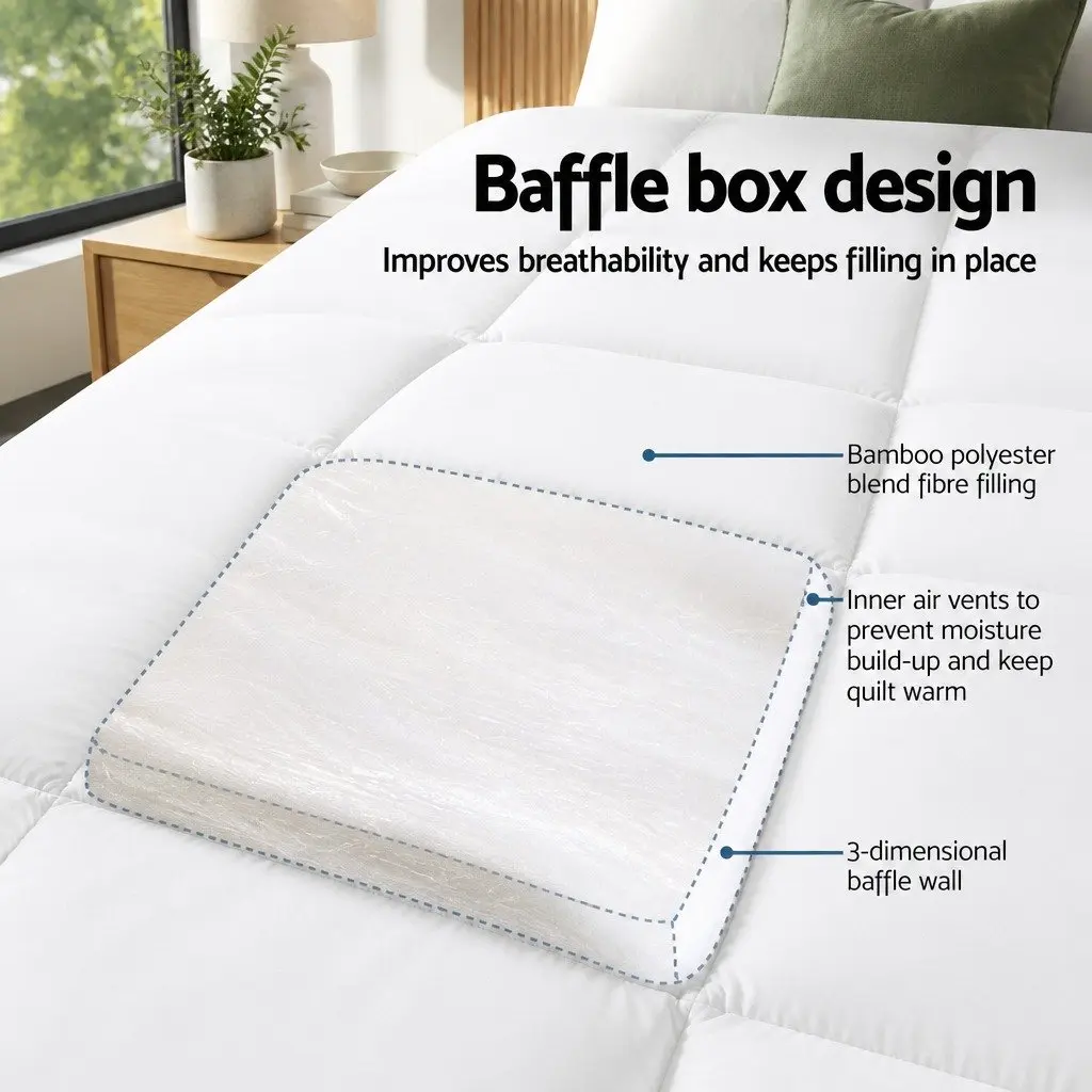 Double Mattress Topper 5cm Bamboo Charcoal Microfibre Pillowtop Pad 45cm Deep