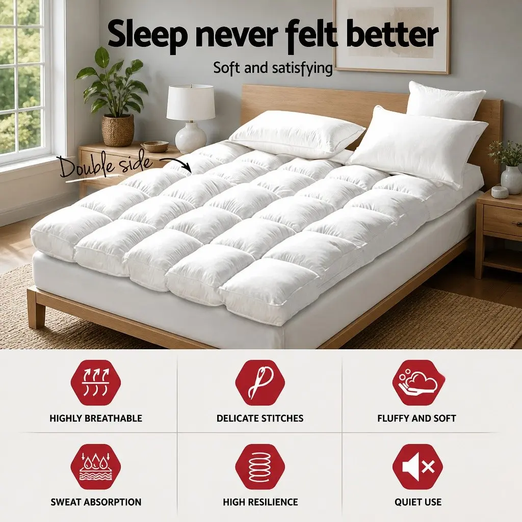 Mattress Topper King Size 5cm Thick Bamboo Charcoal Microfibre Washable Breathable