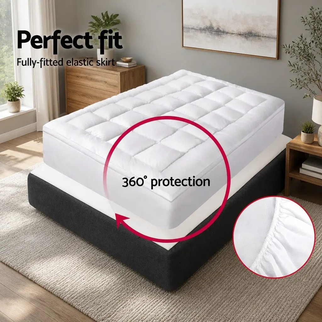 Mattress Topper King Size 5cm Thick Bamboo Charcoal Microfibre Washable Breathable