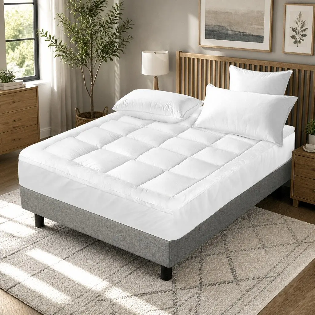 Mattress Topper King Size 5cm Thick Bamboo Charcoal Microfibre Washable Breathable
