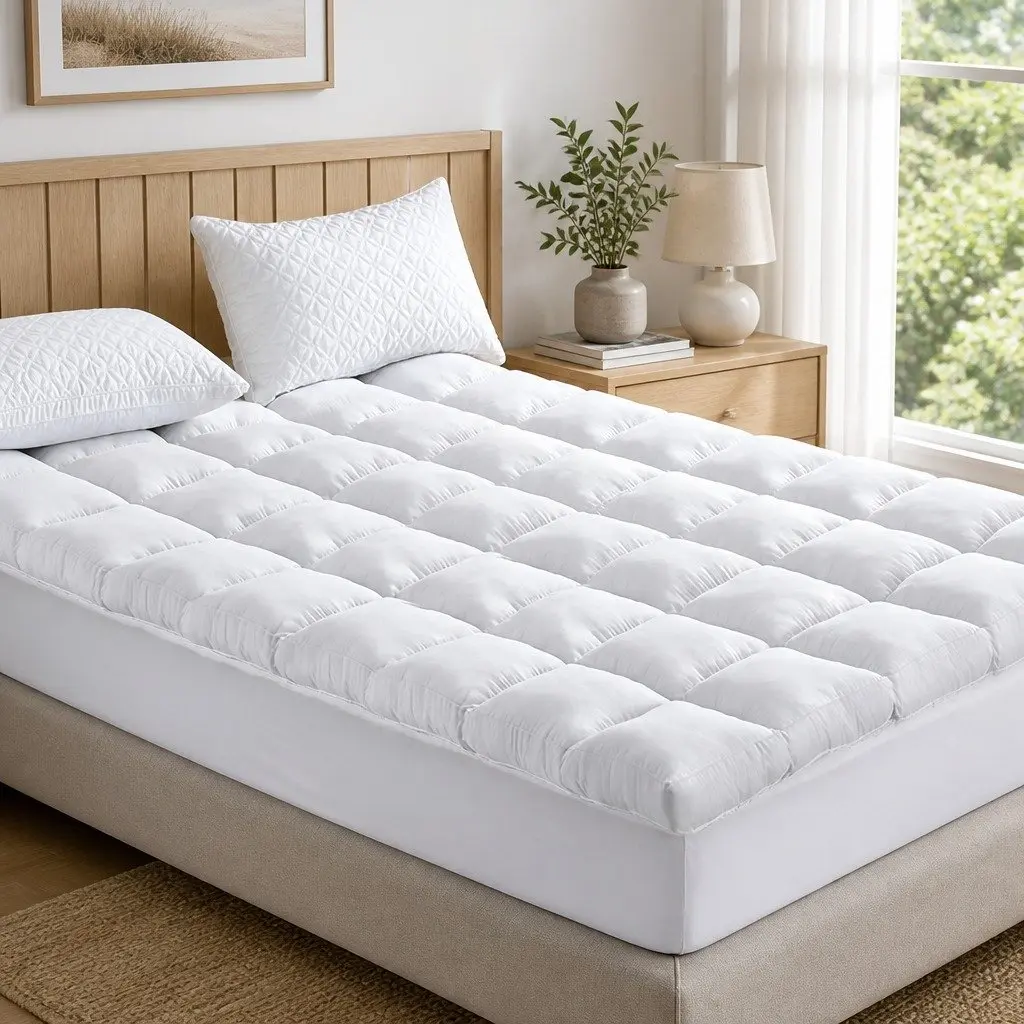Queen Mattress Topper for Bed 5cm Bamboo Pillowtop Pad Pressure Relief Breathable