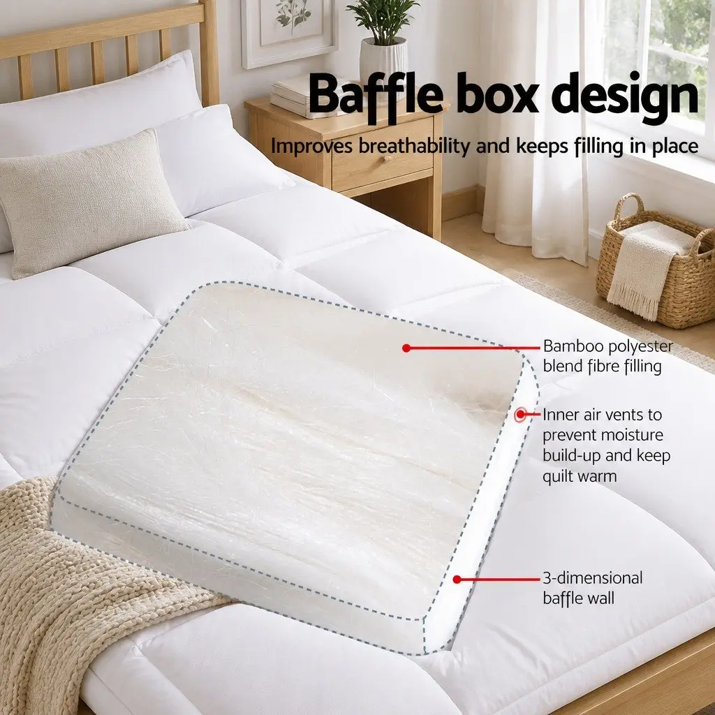 Queen Mattress Topper for Bed 5cm Bamboo Pillowtop Pad Pressure Relief Breathable