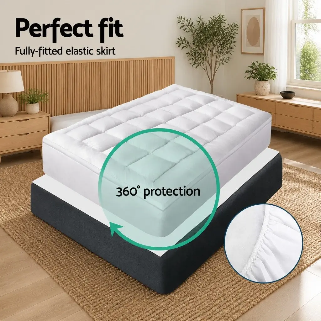 Single Mattress Topper for Bed 5cm Thick Bamboo Microfibre Pillowtop 45cm Deep Pocket