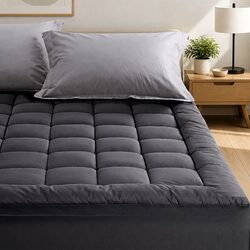 Double Mattress Topper Pad: 190cm x 137cm x 5cm in Grey