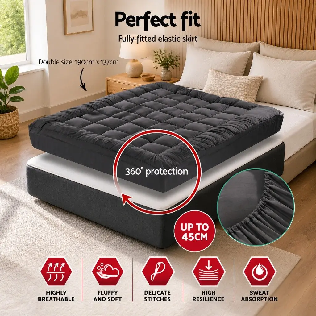 Mattress Topper Double Bed Cooling Pad 5cm Thick Grey