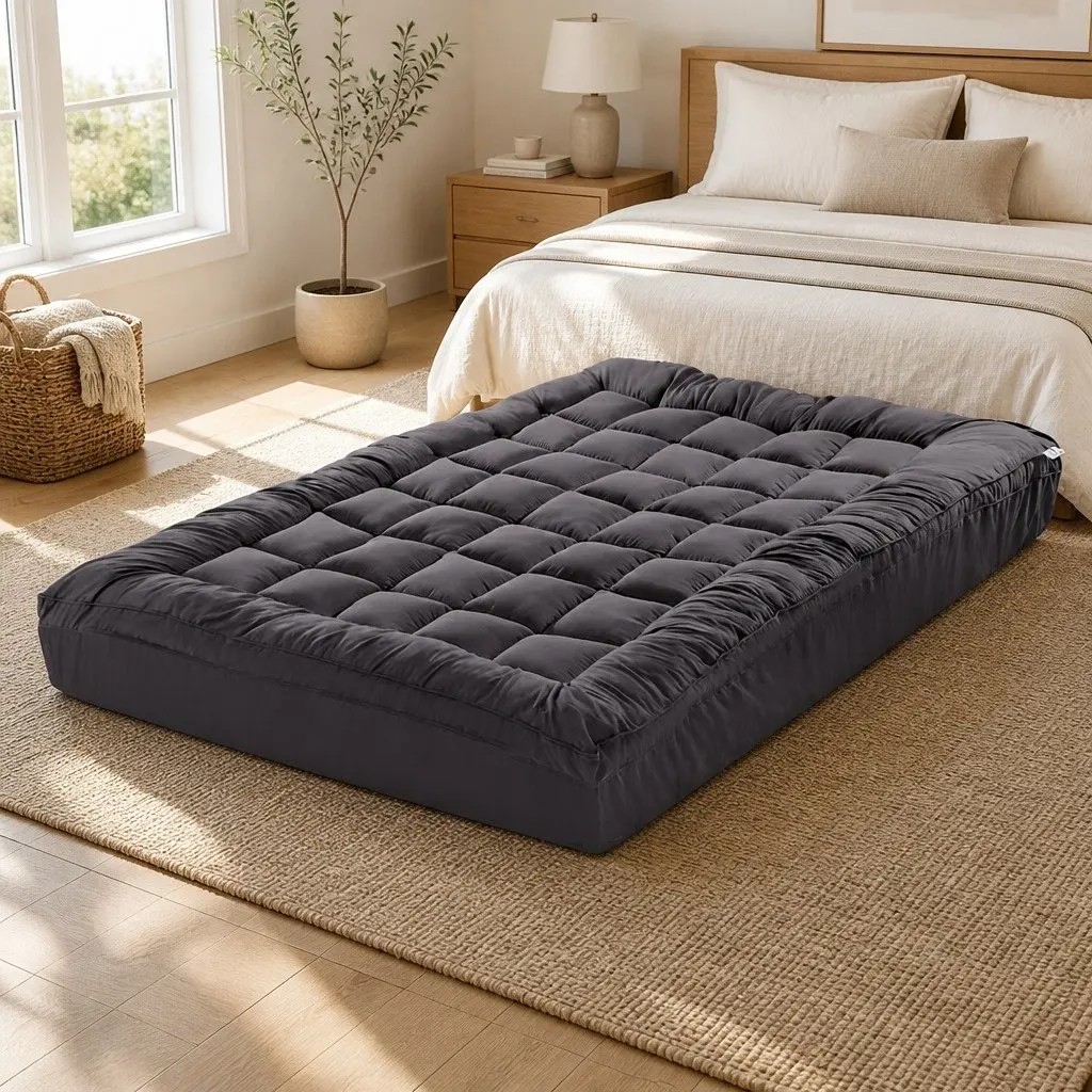 Mattress Topper King Size Pillowtop 5cm Thick Grey