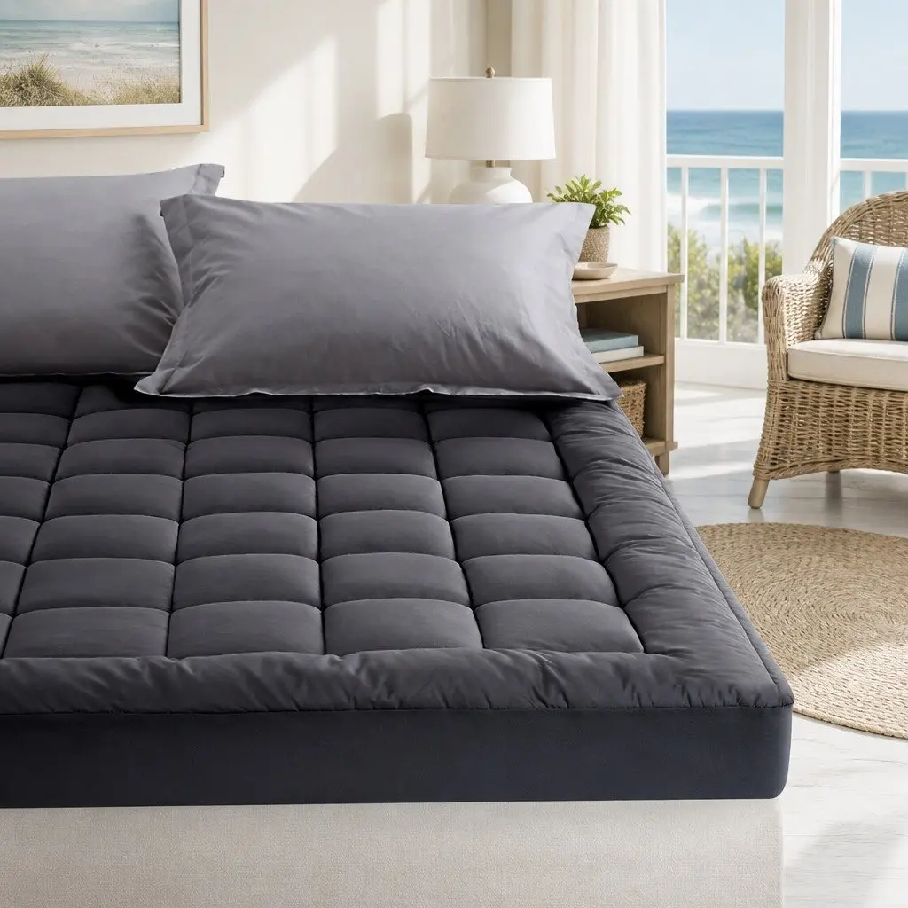 King Single Mattress Topper 5cm Thick Pillowtop Pad for Bedroom Grey