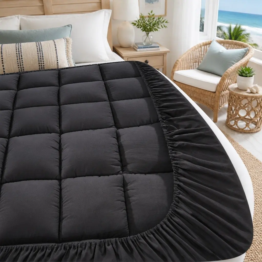 King Single Mattress Topper 5cm Thick Pillowtop Pad for Bedroom Grey