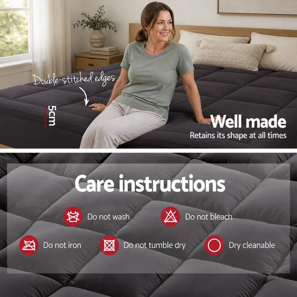 Mattress Topper Queen Bed 5cm Deep Pocket Cooling Pressure Relief